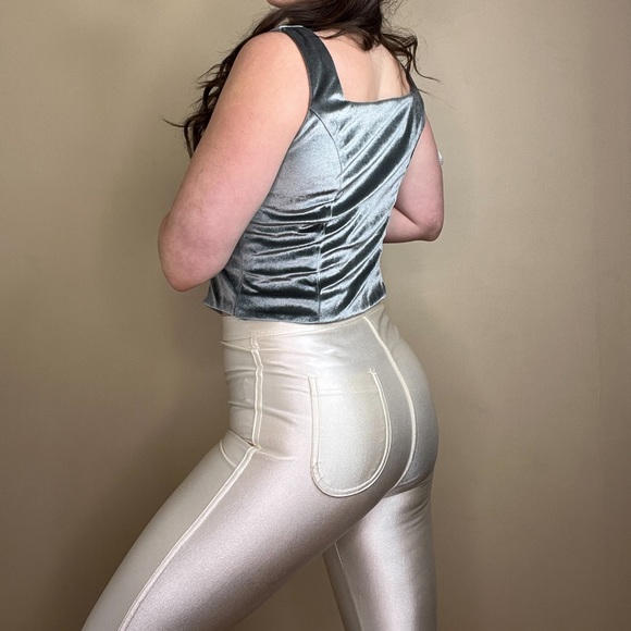 Velvet Sage Green Bustier Bodice Style Top Size Medium - Picture 10 of 11